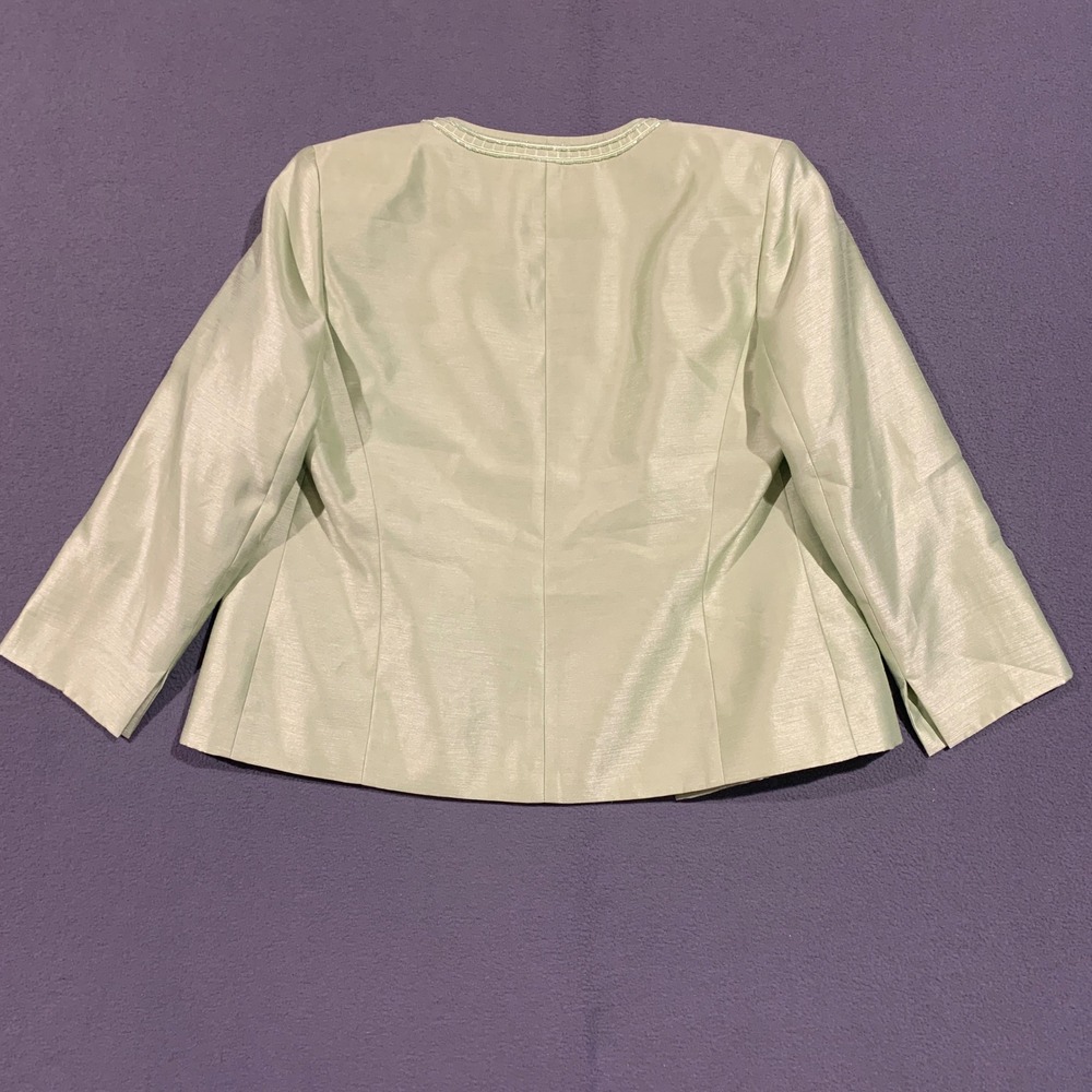 Kasper Womens 3 Piece Skirt Suit Chartreuse Green Beaded Size 10 Formal - Picture 7 of 16